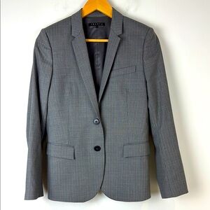 Theory Pinstripe wool suit jacket grey size women's 6